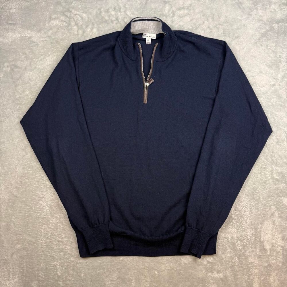 Peter-millar Men's Navy and Blue Jumper